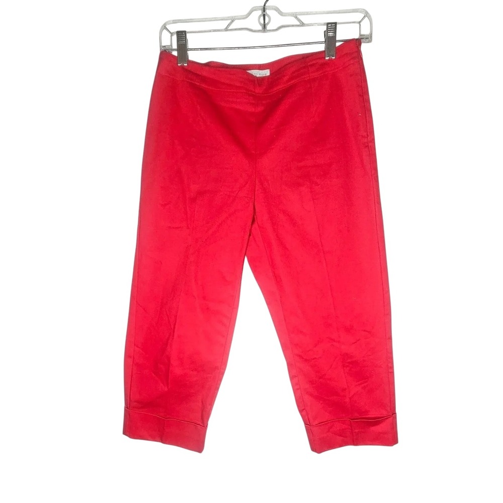 Have to Have Capris 10 Red Cuffed Hem Mid Rise Cropped Trousers